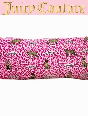 Juicy Couture Home Leopard Script Logo Velour Decorative Body Pillow